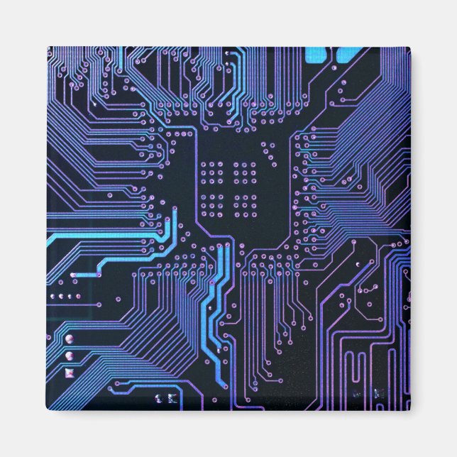 Cool Computer Circuit Board - Blue Magnet (Front)