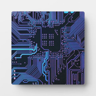 Cool Computer Circuit Board Blue Plaque