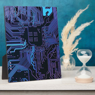 Cool Computer Circuit Board Blue Plaque