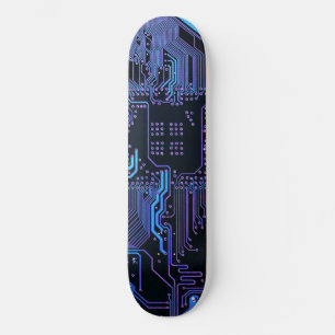 Cool Computer Circuit Board Blue Skateboard