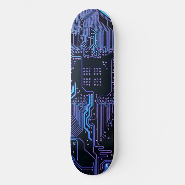 Cool Computer Circuit Board Blue Skateboard (Front)