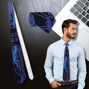 Cool Computer Circuit Board - Blue Tie