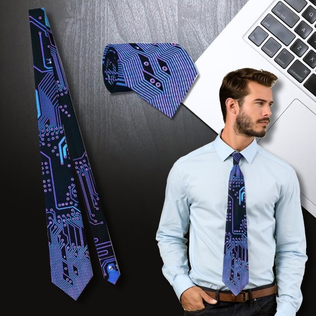 Cool Computer Circuit Board Blue Tie (Creator Uploaded)