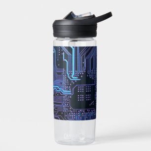 Cool Computer Circuit Board Blue Water Bottle