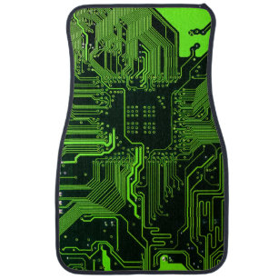 Cool Computer Circuit Board Green Car Mat