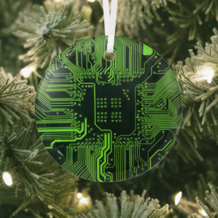 Cool Computer Circuit Board Green Glass Tree Decoration