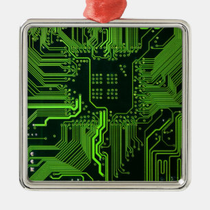 Cool Computer Circuit Board - Green Metal Tree Decoration