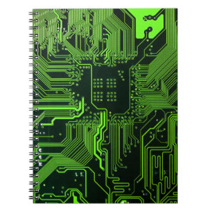 Cool Computer Circuit Board Green Notebook