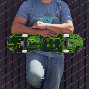 Cool Computer Circuit Board Green Skateboard