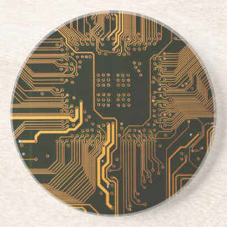 Cool Computer Circuit Board Orange Coaster
