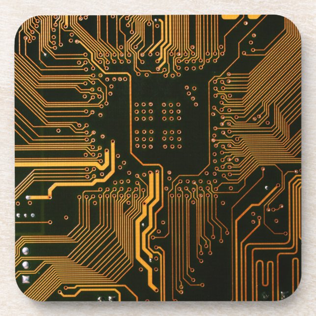 Cool Computer Circuit Board - Orange Coaster (Front)