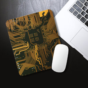 Cool Computer Circuit Board Orange Mouse Mat