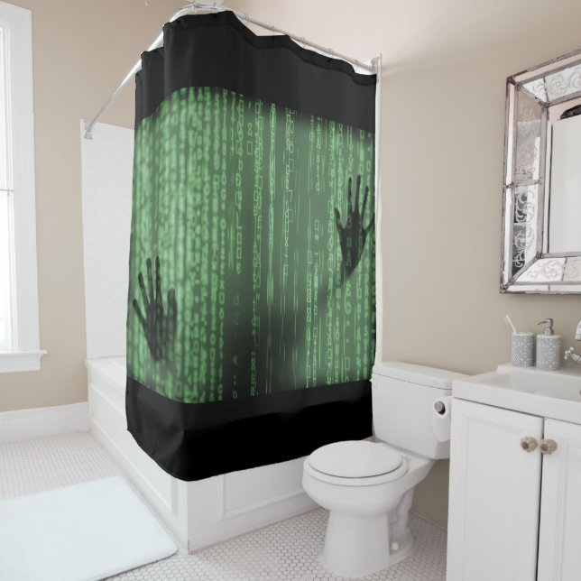 Cool Computer Code Hacker Abstract Surreal Art Shower Curtain (In Situ)