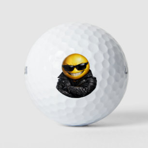 Cool Confident Emoji Leather Jacket Golf Balls