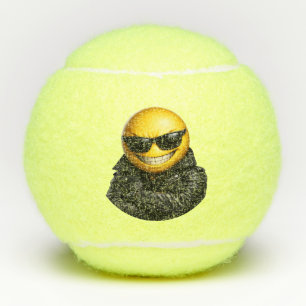 Cool Confident Emoji Leather Jacket Tennis Balls
