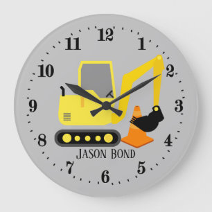 cool construction digger truck add name large clock