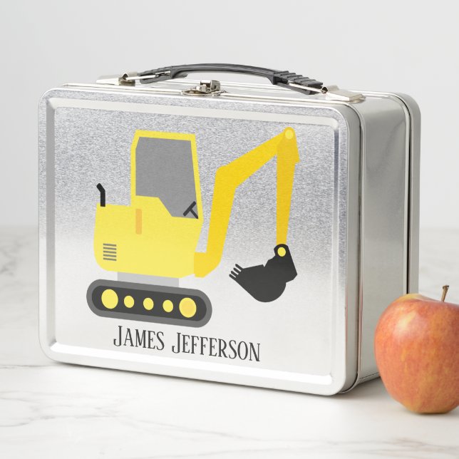cool construction digger truck add name metal lunch box (In Situ)