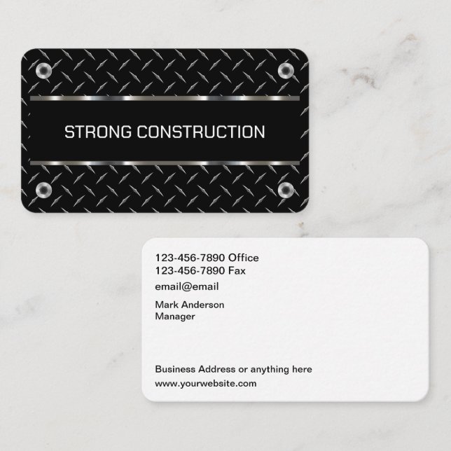 Cool Construction Masculine Business Cards (Front/Back)