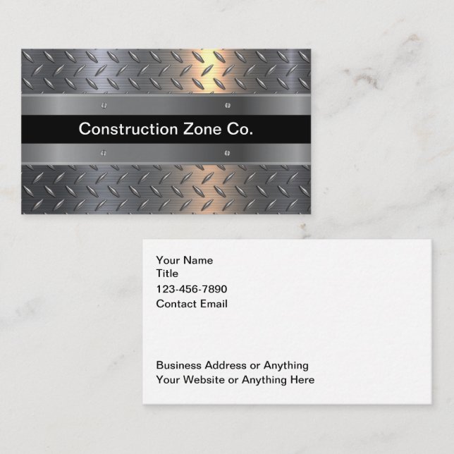 Cool Construction Metallic Tone Business Cards (Front/Back)
