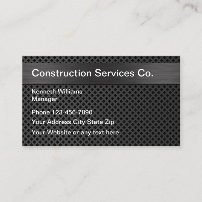 Cool Construction Modern Business Card (Front)