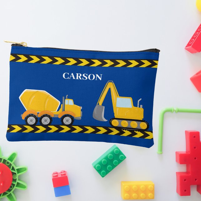 Cool Construction Vehicle Custom Kids Blue Accessory Pouch (Creator Uploaded)