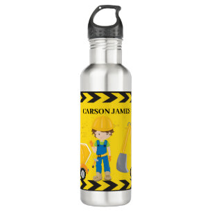 Cool Construction Vehicle Custom Yellow Kids 710 Ml Water Bottle