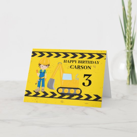 Cool Construction Vehicle Excavator Happy Birthday Card | Zazzle.co.uk