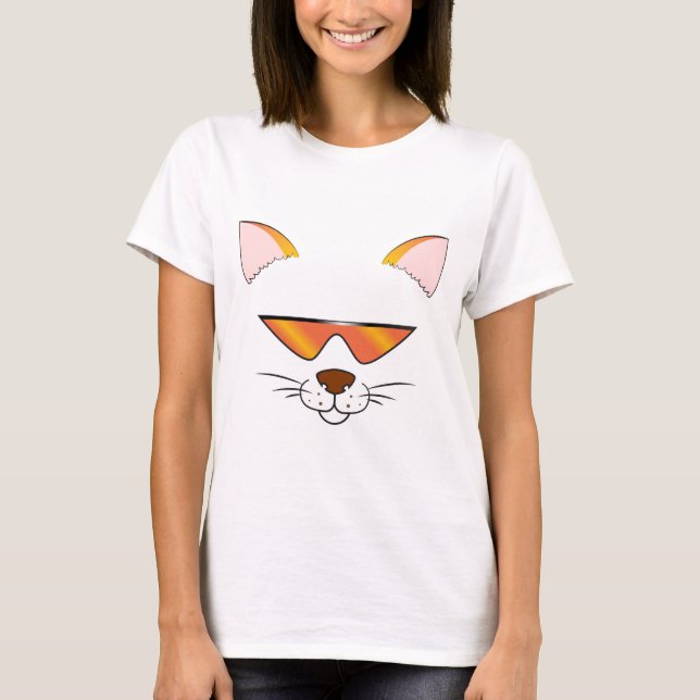 Cool contented cat in sunglasses T-Shirt (Front)