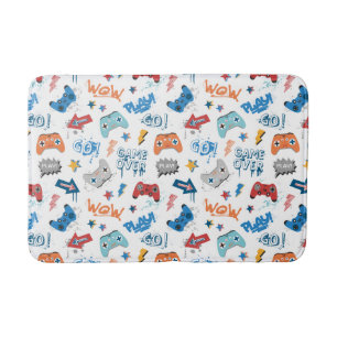 Cool controller pattern with text for gamers bath mat