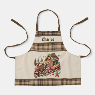 Cool cookie Christmas train unisex kids add name Apron