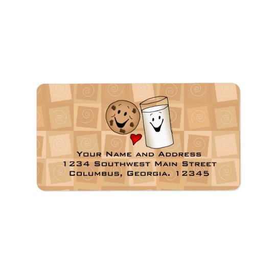 Cool Cookies and Milk Friends Cartoon Address Labe Address Label