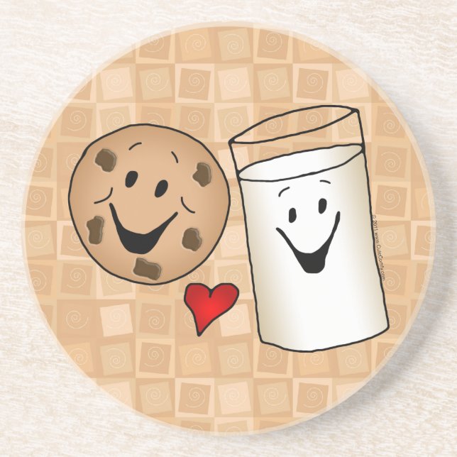 Cool Cookies and Milk Friends Cartoon Coaster (Front)