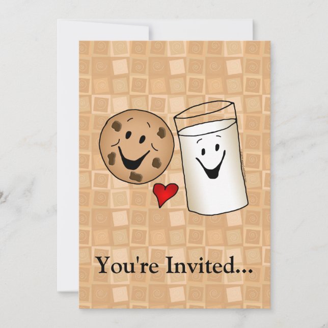 Cool Cookies and Milk Friends Cartoon Invitation (Front)