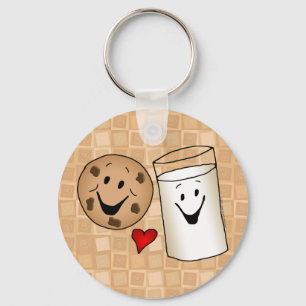 Cool Cookies and Milk Friends Cartoon Key Ring