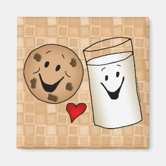 Cool Cookies and Milk Friends Cartoon Magnet