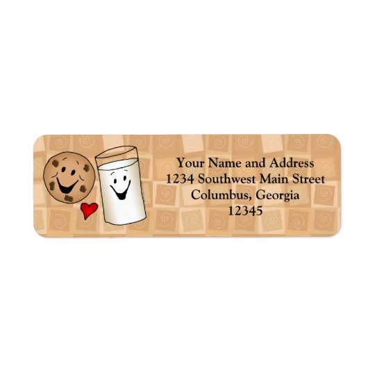 Cool Cookies and Milk Friends Cartoon Return Address Label