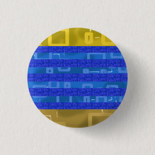 Cool Cool Blue Gold Geometric Stripes 3 Cm Round Badge