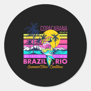 Cool Copacabana Beach Brazil Rio Summer Vibes Grap Classic Round Sticker