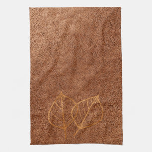 Cool Copper Texture Leaves Towel
