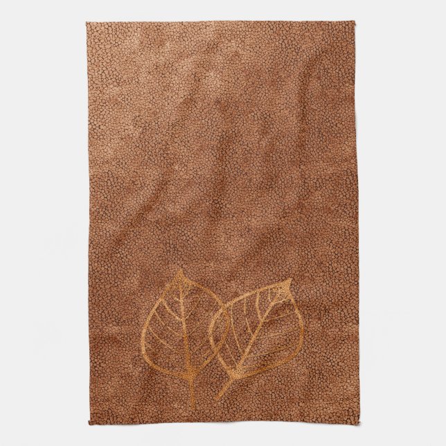 Cool Copper Texture Leaves Towel (Vertical)