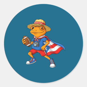 Cool coqui frog puerto rico flag funny football classic round sticker