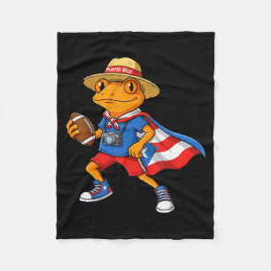 Cool coqui frog puerto rico flag funny football fleece blanket