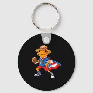 Cool coqui frog puerto rico flag funny football key ring