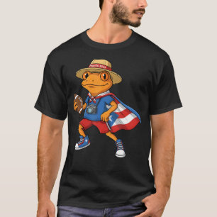 Cool Coqui Frog Puerto Rico Flag Funny Football T-Shirt