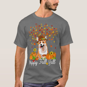 Cool Corgi Autumn Pumpkins Happy Fall Yall-189 T-Shirt