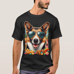 Cool Corgi Dog with Aviator Sunglasses and Snacks T-Shirt