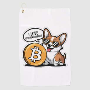 Cool Corgi Loves Cryptocurrency Golf Towel