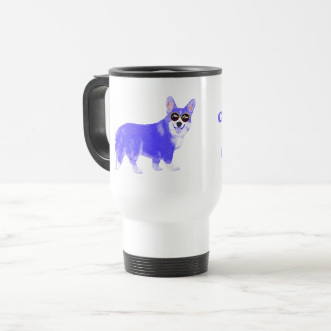 Cool Corgi Travel Mug (Front Left)