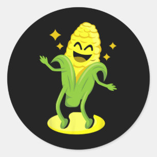 Cool Corn Art Men Women Farmer Dancing Corn On Cob Classic Round Sticker