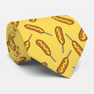 cool corndog tiled pattern food neck tie